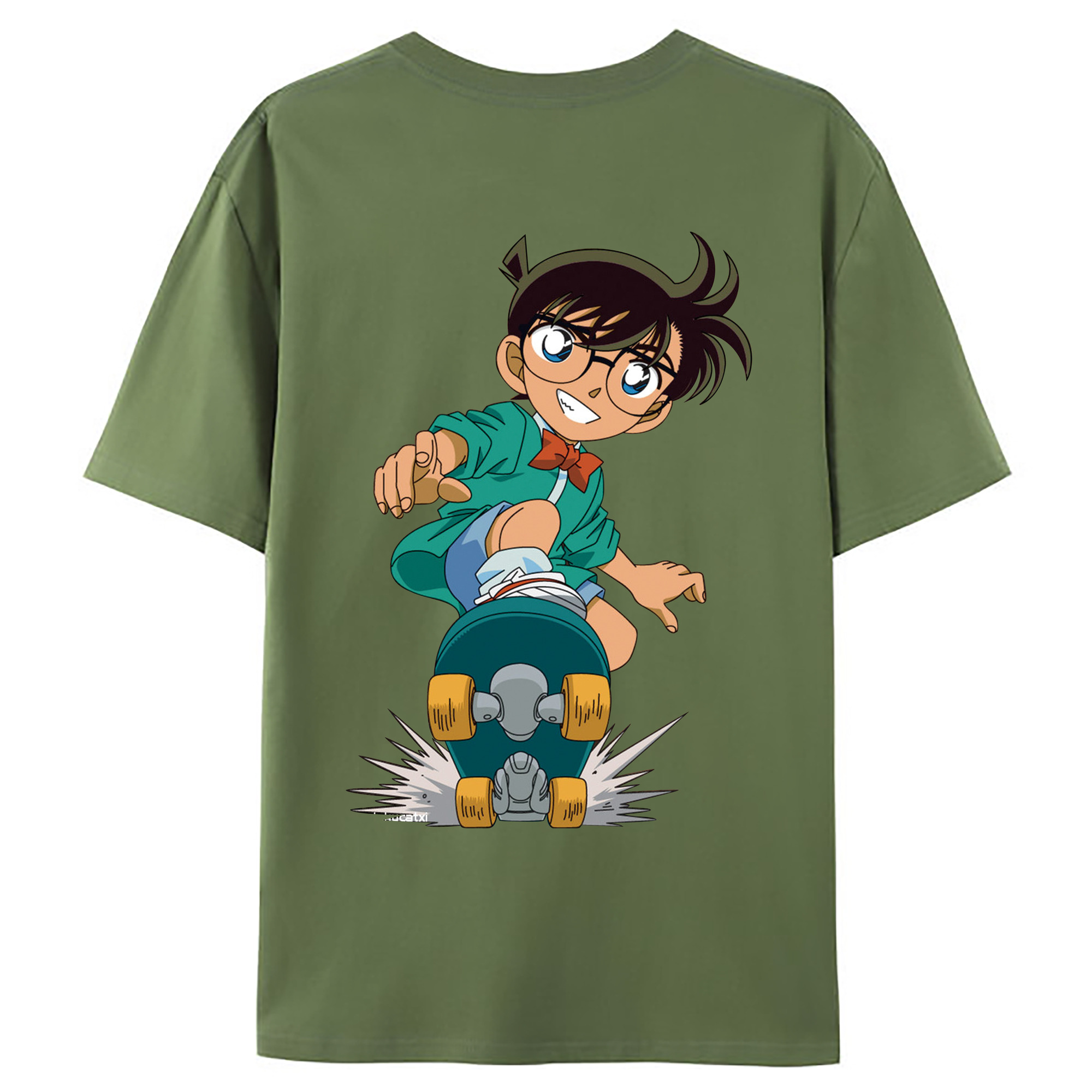 （画像用） 名探偵コナン 江戸川 コナン Detective Conan Conan Edogawa 綿100％ メンズ半袖Tシャツ（バックプリント） 通気性
